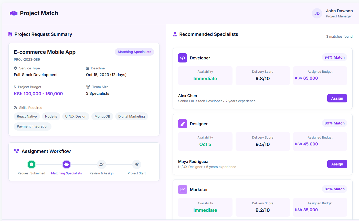 Specialist Matching preview